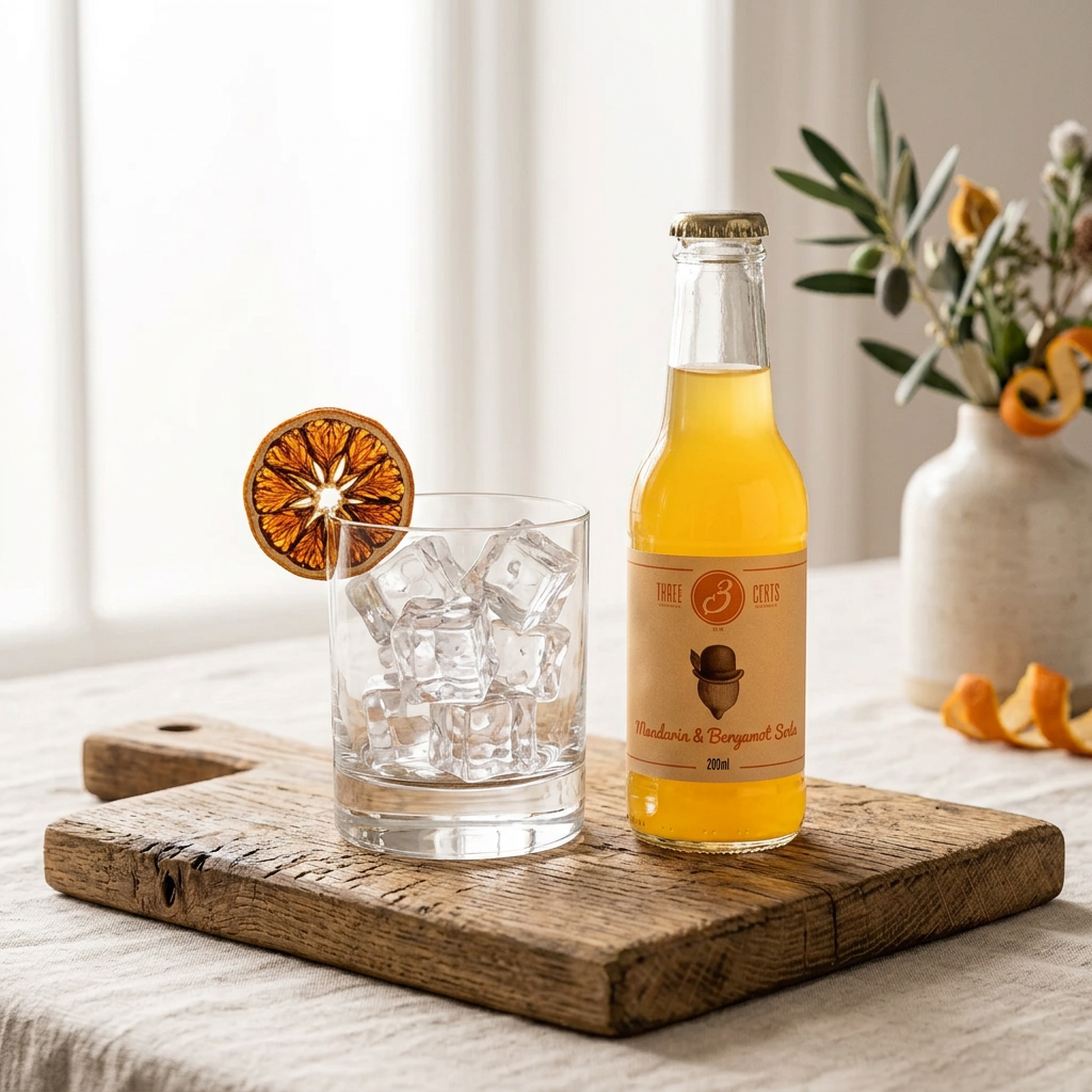 Three Cents Mandarin og Bergamot Soda 0,2l, selges i 2 stk